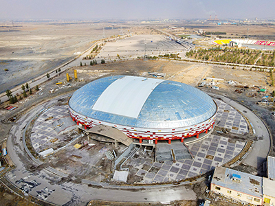 تصویری از سالن ورزشی در دست احداث  مجموعه ورزشی ثامن الائمه مشهد